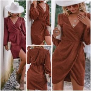 Simplee Wrap Tie Side Corduroy Dress size small new with tag